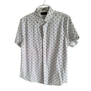 Fairlane and Sons Men's Sparrow Print Short Sleeve Button Down Shirt Size L